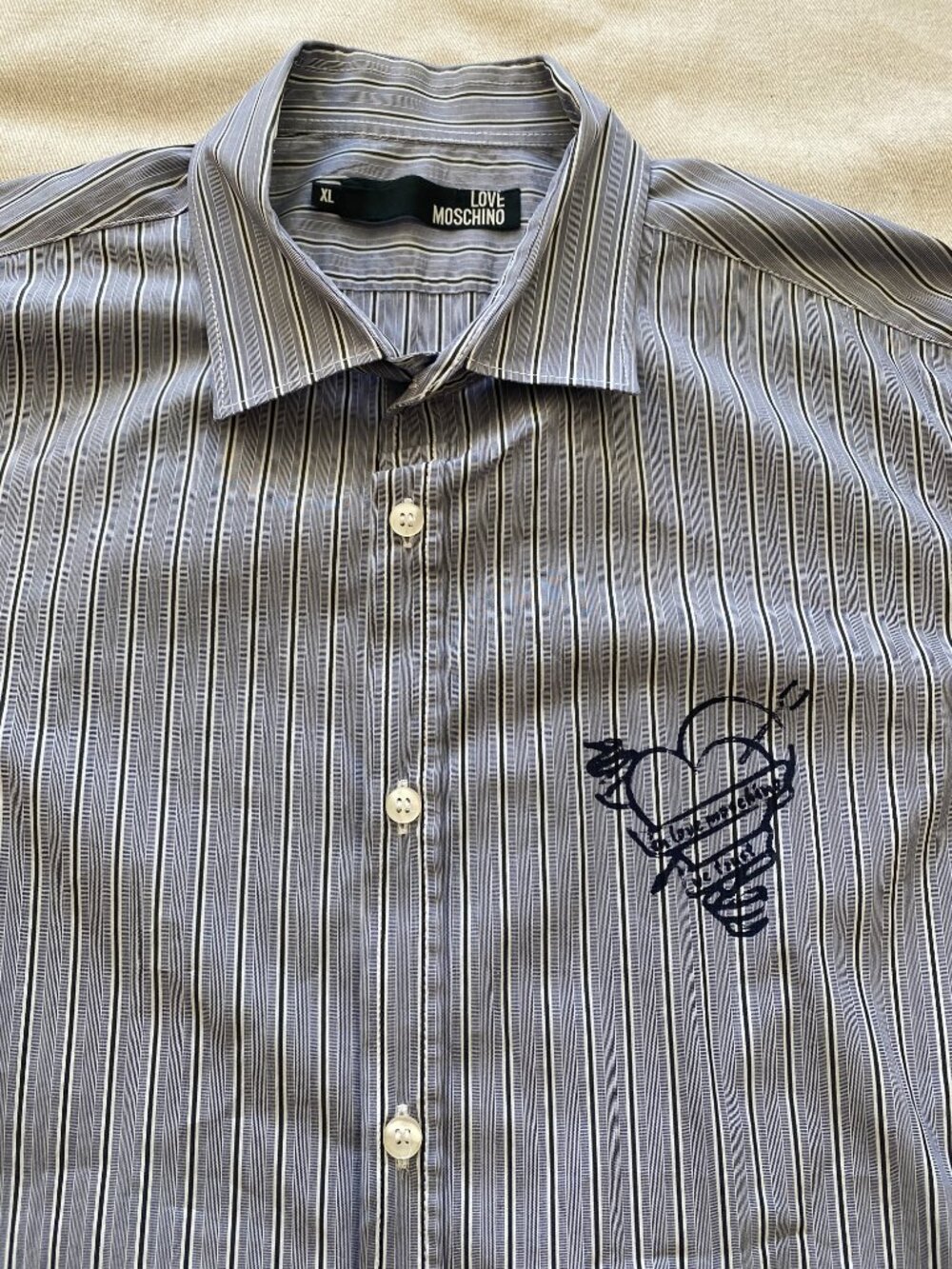 Love Moschino Men's Striped Dress Shirt Size XL